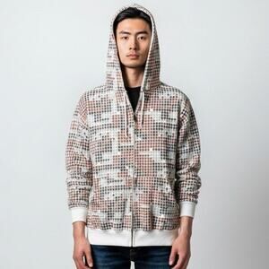 Vintage Y2K Silver Point Allover Skull Print Full Zip Hoodie Mens Sz Large Multi